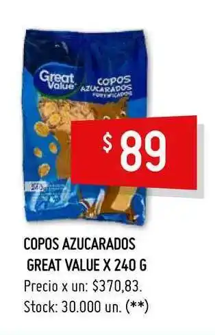 Walmart Copos Azucarados Great Value 240g oferta