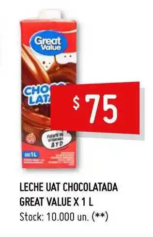 Walmart Chocolatada Leche UAT Great Value 1L oferta