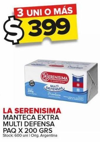 Carrefour Maxi Manteca la serenísima extra multidefensa paq x 200g oferta