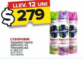 Carrefour Maxi Desinfectante lysoform aerosol vs fragancias x 360cc oferta