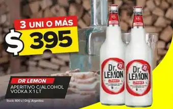 Carrefour Maxi Aperitivo c/alcohol dr. lemon vodka x 1l oferta