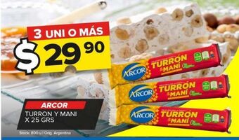 Turrón y maní arcor x 25g