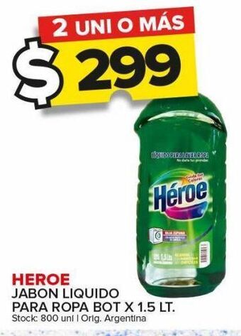 Carrefour Maxi Jabón líquido heroe p/ropa bot x 1,5l oferta