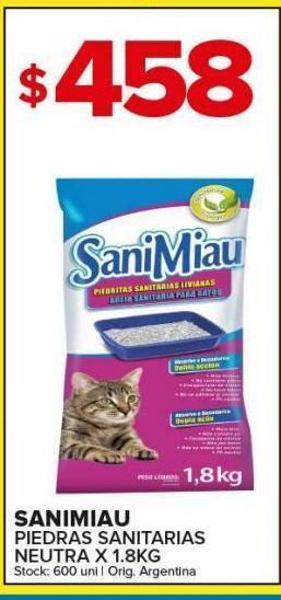 Carrefour Maxi Piedras sanitarias sanimiau neutra 1,8kg oferta