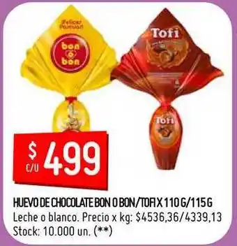 Walmart Bon O Bon-Tofi Huevo De Chocolate oferta