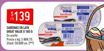 Walmart Sardinas En Lata Great Value 160g oferta