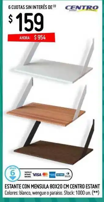 Walmart Estante Con Mensula 80X20 CM Centro Estant oferta