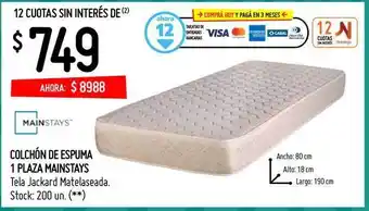 Walmart Colchón De Espuma 1 Plaza Mainstays oferta