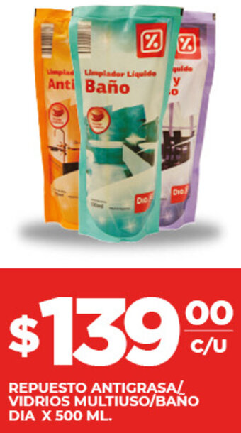Supermercados DIA Repuesto Antigrasa/Vidrios Multiuso/Baño Dia 500ml oferta