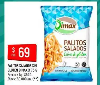 Changomas Palitos Salados Sin Gluten Dimax 75g oferta