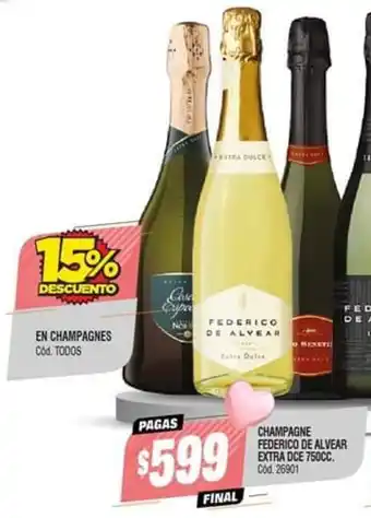 Supermercados Yaguar Champagne Federico de Alvear Extra 750cc oferta