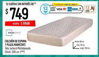 Changomas Colchón De Espuma 1 Plaza Mainstays oferta