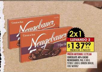 Coto Chocolate 40% cacao neugebauer oferta