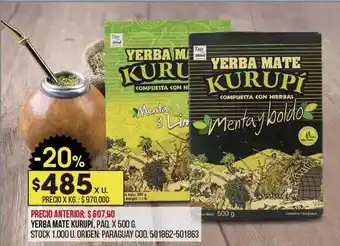 Coto Yerba mate kurupí paq oferta