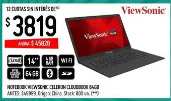 Changomas Notebook Viewsonic Celeron Cloudbook 64GB oferta