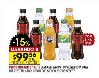 Coto Gaseosas varios tipos línea coca cola oferta