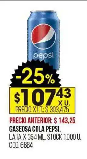 Coto Gaseosa cola pepsi lata oferta