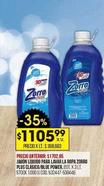 Coto Jabón líquido para lavar la ropa zorro plus clásico-blue power oferta