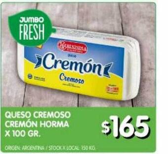 Jumbo Queso cremoso cremón horma oferta