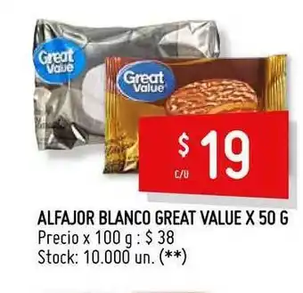 Changomas Alfajor Blanco Great Value 50g oferta