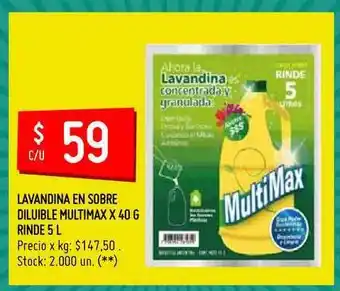 Changomas Multimax Lavandina En Sobre Diluible X 40 G Rinde 5 L oferta