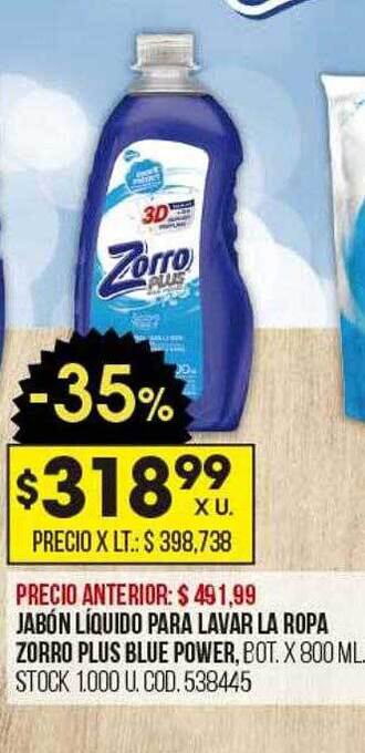 Coto Jabón líquido para lavar la ropa zorro plus blue power oferta