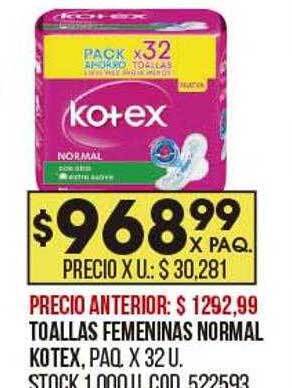 Coto Toallas femeninas normal kotex oferta