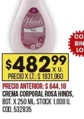 Coto Crema corporal rosa hinds oferta