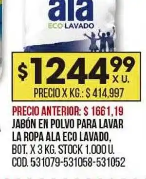 Coto Jabón en polvo para lavar la ropa ala eco lavado oferta