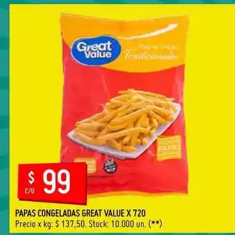 Changomas Papas Congeladas Great Value 720 oferta