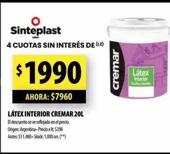 Punto Mayorista Látex interior cremar oferta