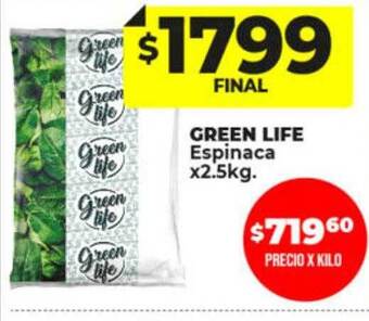 Supermayorista Vital Green life espinaca oferta