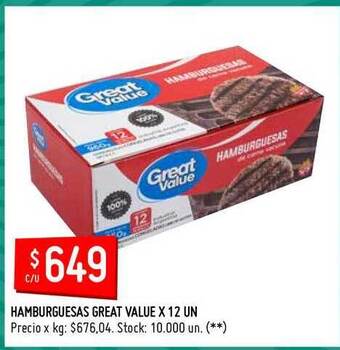 Changomas Hamburguesas Great Value oferta