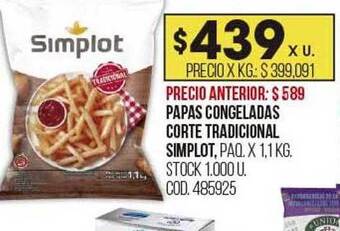 Coto Papas congeladas corte tradicional simplot oferta