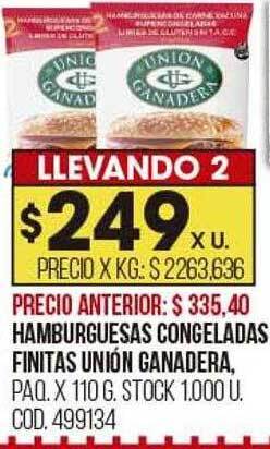 Coto Hamburguesas congeladas finitas unión ganadera oferta