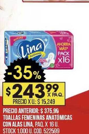 Coto Toallas femeninas anatómicas con alas lina oferta