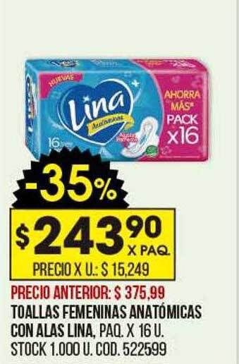 Coto Toallas femeninas anatómicas con alas lina oferta