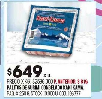 Coto Palitos de surimi congelado kani kama oferta