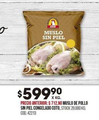 Coto Muslo de pollo sin piel congelado coto oferta