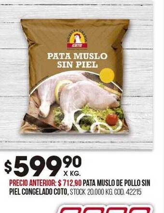 Coto Pata muslo de pollo sin piel congelado coto oferta
