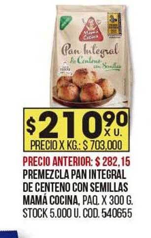 Coto Premezcla pan integral de centeno con semillas mamá cocina oferta