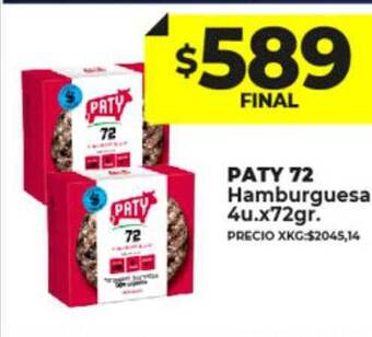 Supermayorista Vital Paty 72 hamburguesa oferta