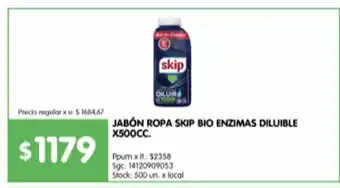 Jumbo Jabón ropa skip x 500cc bio enzimas diluible oferta