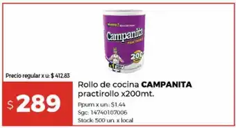 Disco Papel de cocina campanita 200mt oferta
