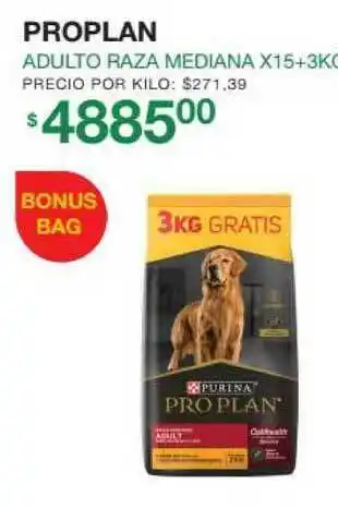 Puppis Proplan Adulto Raza Mediana 3KG oferta