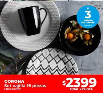 Supermayorista Vital Corona set vajilla 16 piezas oferta