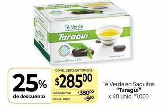 La Anonima Té verde en saquitos oferta