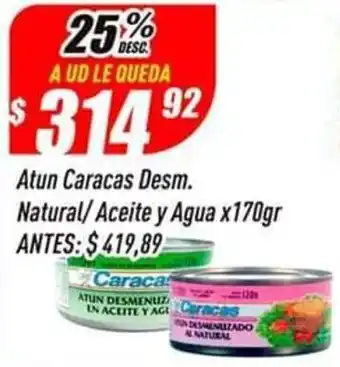 Supermercados Comodin Atun Caracas Desmenuzado Natural / Aceite y Agua x 170g oferta