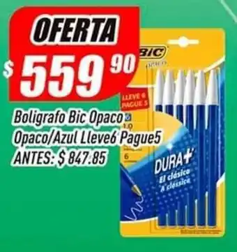 Supermercados Comodin Boligrafo BIC Opaco / Azul Lleve 6 Pague 5 oferta