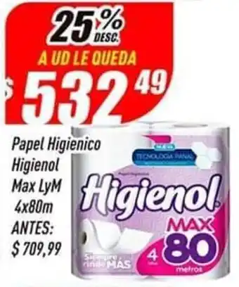 Supermercados Comodin Papel Higiénico Higienol Max 4 x 80m oferta